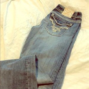 Vintage jeans with rhinestone pockets